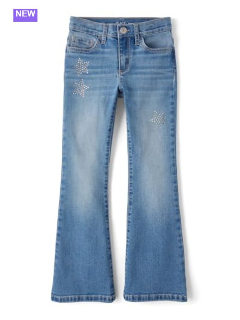 Girls Flare Jeans High Rise Slim Fit 5-Pocket Denim